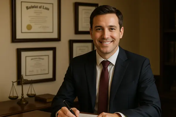 a young lawyer smiling at the camera a young lawyer smiling at the camera