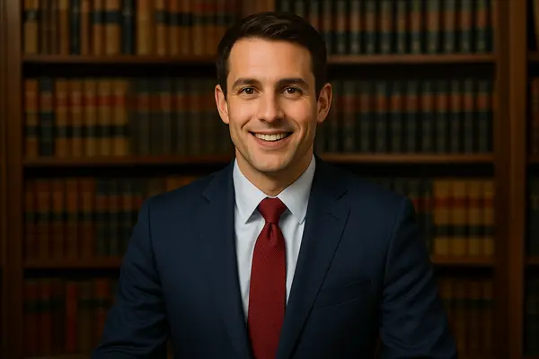 a young lawyer smiling at the camera