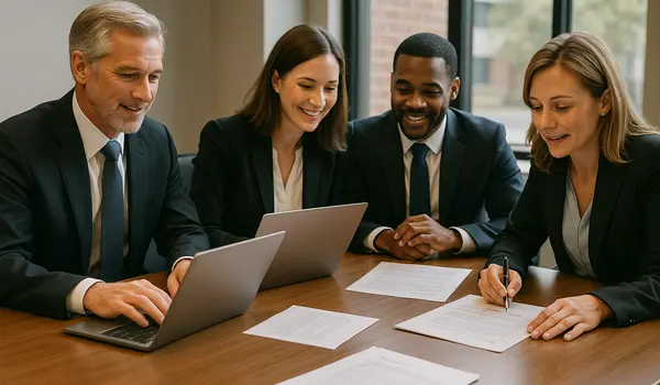 a group of lawyers in a meeting